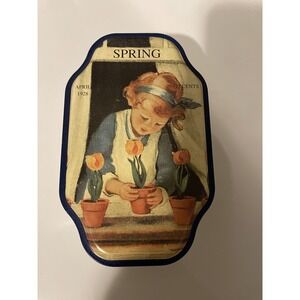 Good Housekeeping Spring Girl Tulips 1928 April Tin Box Collectible Vintage